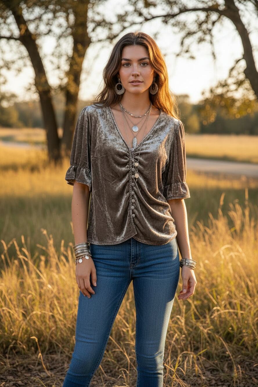 Madewell Charcoal Velvet Women's Shirt